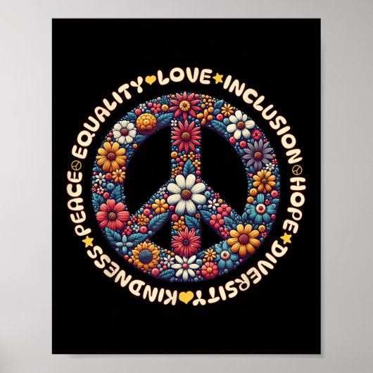Kindness Peace Equality Love Inclusion Hope Divers Poster (Vorne)