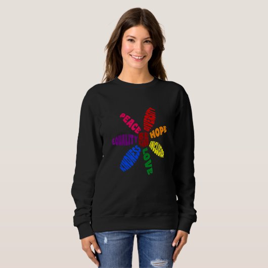 Kindness Peace Equality Love Inclusion Hope Divers Sweatshirt (Vorne ganz)
