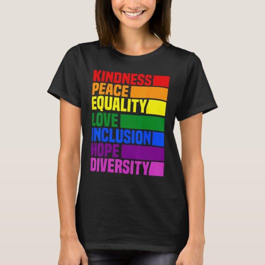 Kindness Peace Equality Rainbow Retro For Gay And  T-Shirt (Vorderseite)
