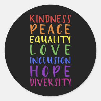 Kindness peace inclusion hope rainbow gay lesbian runder aufkleber