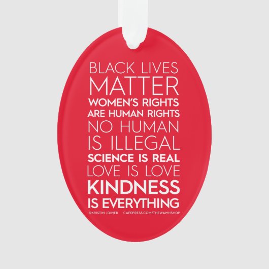 #KindnessIsEverything Acryl Ornament, Oval (rot) Ornament (Vorderseite)