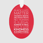 #KindnessIsEverything Acryl Ornament, Oval (rot) Ornament (Rückseite)