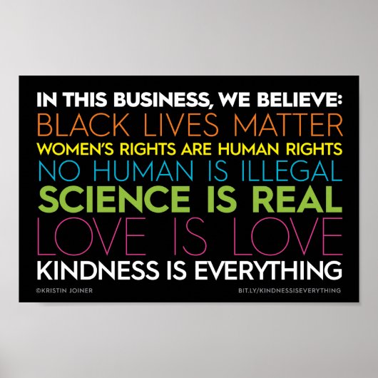 #KindnessIsEverything "In This Business" Poster (Vorne)