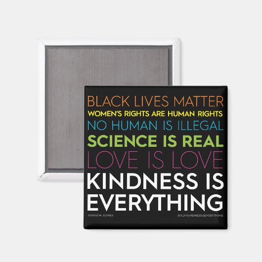 #KindnessIsEverything Square Magnet (Vorderseite/Rückseite)