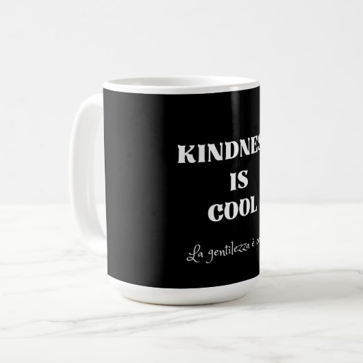 KINDNIS IST COOL zweisprachig Kaffeetasse (Vorderseite Links)