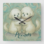 Kindred Paws  Quadratische Wanduhr (Vorderseite)