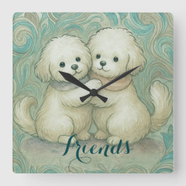 Kindred Paws  Quadratische Wanduhr