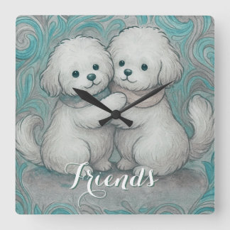 Kindred Paws Quadratische Wanduhr