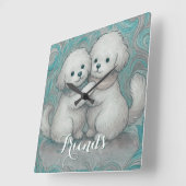 Kindred Paws Quadratische Wanduhr (Winkel)