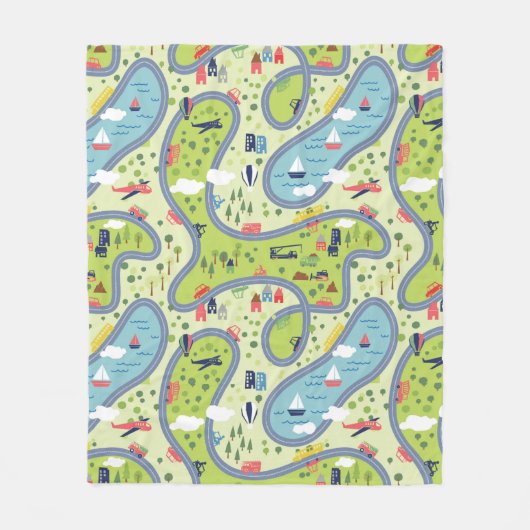 KindRoadtrip Landschaftsmuster Fleecedecke (Vorderseite)