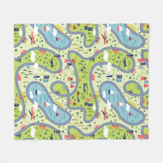 KindRoadtrip Landschaftsmuster Fleecedecke (Vorderseite (Horizontal))