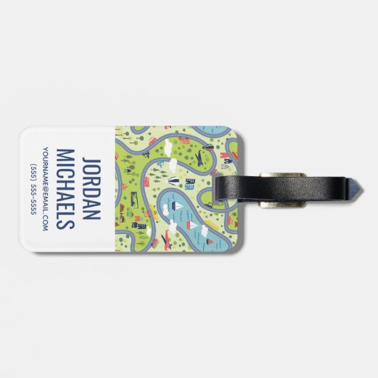 KindRoadtrip Landschaftsmuster Gepäckanhänger (Rückseite horizontal)