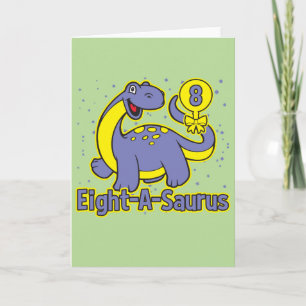 Kind's 8th Birthday Acht-A-Saurus Brontosaurus Karte