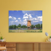 Kinerdijk. Eine Windmühle sitzt Leinwanddruck (Insitu (Wohnzimmer))
