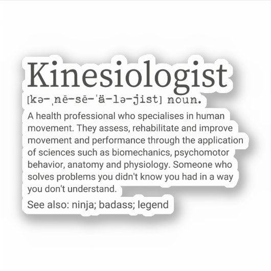 Kinesiologie Kinesiologin Definition Aufkleber (Vorderseite)