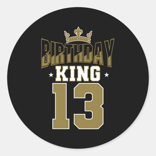 King 13 Bday Py Celebration 13. Royal Theme Runder Aufkleber (Vorderseite)