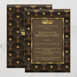 King 60. Geburtstagsparty Crown Gold Choc Brown Einladung
