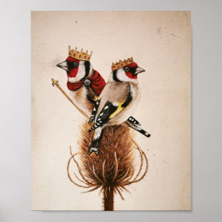 King and Queen Goldfinches - Fantasy-Vogelkunst Poster