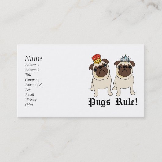 King and Queen Mops Business Cards Visitenkarte (Vorderseite)