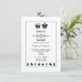 King and Queen Schach Board Abend Hochzeit Einladung (Stehend Vorderseite)