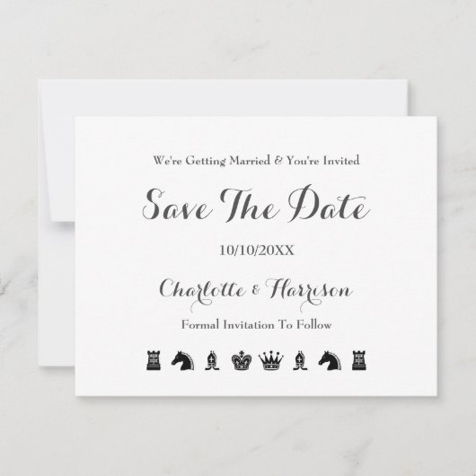 King and Queen Schach Board Hochzeit Save The Date (Vorderseite)