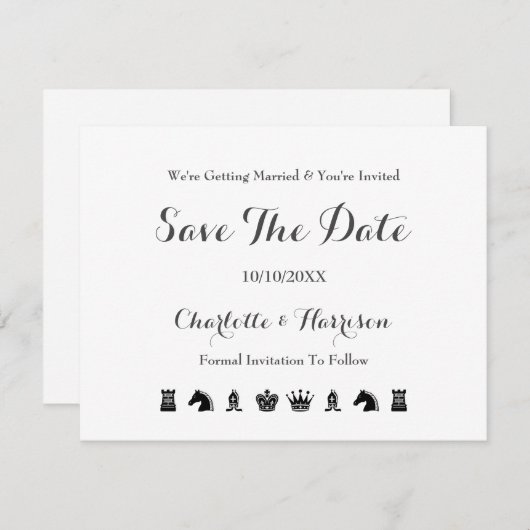 King and Queen Schach Board Hochzeit Save The Date (Vorne/Hinten)
