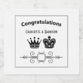 King and Queen Schach Board Hochzeit Schaumweinetikett (Einzelnes Label)