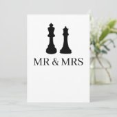 King-and-Queen-Schachfiguren Hochzeit Ankündigung (Stehend Vorderseite)