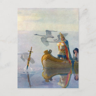 King Arthur & Excalibur, c. 1922 by N.C. Wyeth Postkarte