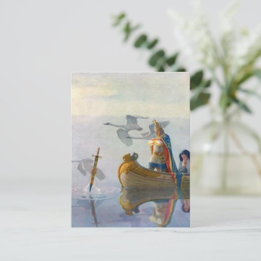 King Arthur & Excalibur, c. 1922 von N.C. Wyeth Postkarte (Stehend Vorderseite)