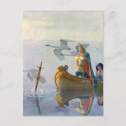 King Arthur & Excalibur, c. 1922 von N.C. Wyeth Postkarte (Vorderseite)