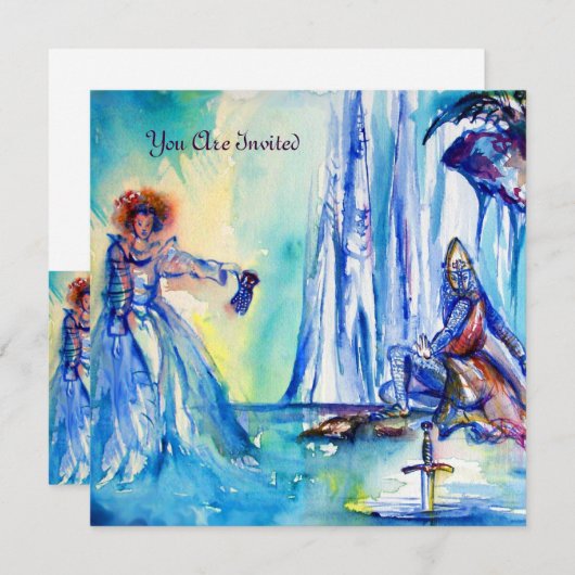 KING ARTHUR , LADY OF THE SEE AND EXCALIBUR gold Einladung (Vorne/Hinten)