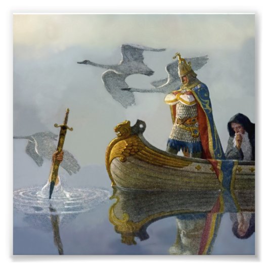 "King Arthur nimmt das Schwert" von NC Wyeth Fotodruck (Vorne)