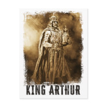King ARTHUR Vintages Portrait mit Krone und Schwer