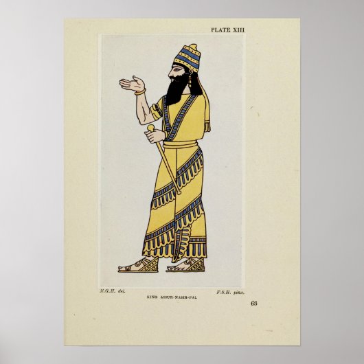 King Assur-Nasir-Pal Ancient Assyrian Costume  Poster (Vorne)