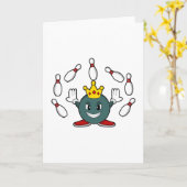 King at Bowling with Bowling pin Karte (Gelbe Blume)