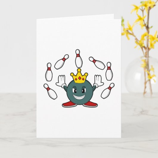 King at Bowling with Bowling pin Karte (Gelbe Blume)