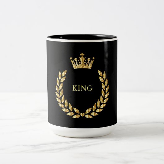 King Black and Gold and Crown Zwei-Tone-Tasse Zweifarbige Tasse (Mittel)