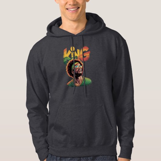 King - Black Pride Rasta Colors Design Hoodie (Vorderseite)