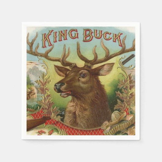 King Buck Label Deer Jagd Hüttendekor Taxidermy Serviette (Vorderseite)