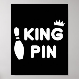 King Button Bowling Funny Niedlich Coups Bowler Le Poster