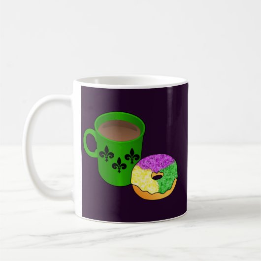 King Cake Donut und Kaffee Kaffeetasse (Links)
