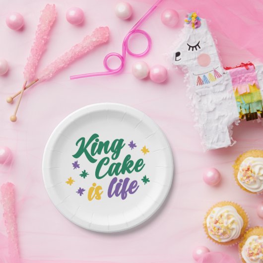 King Cake ist das Leben Pappteller (Party)