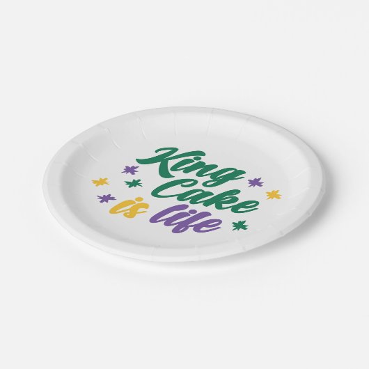 King Cake ist das Leben Pappteller (Schrägansicht)