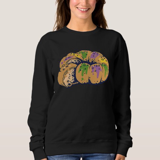 King Cake Mardi Gras New Orleans Parade Shenanigan Sweatshirt (Vorderseite)