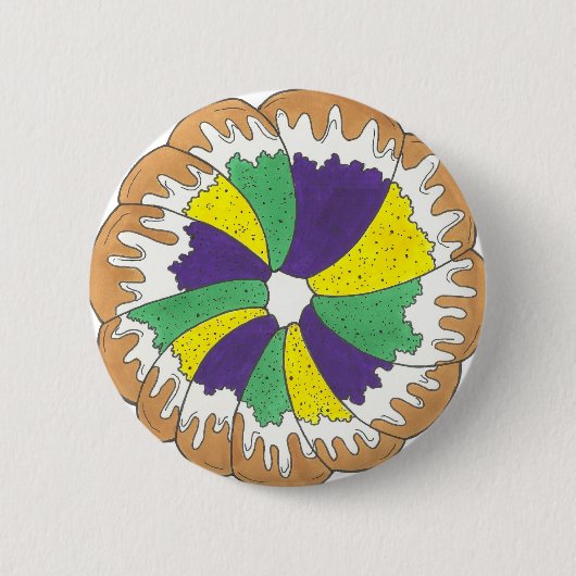 King Cake New Orleans NOLA Mardi Gras Button (Vorderseite)
