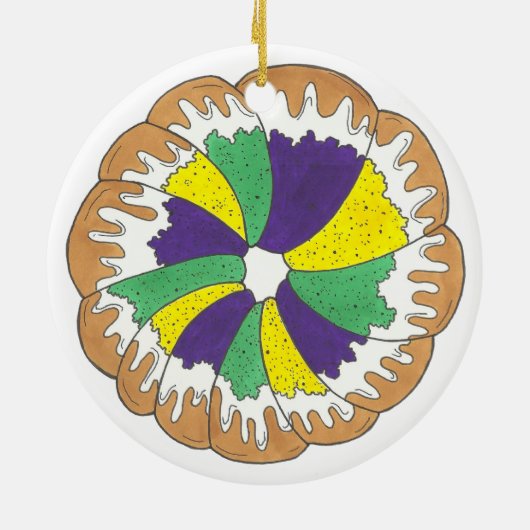 King Cake New Orleans NOLA Mardi Gras Keramik Ornament (Hinten)