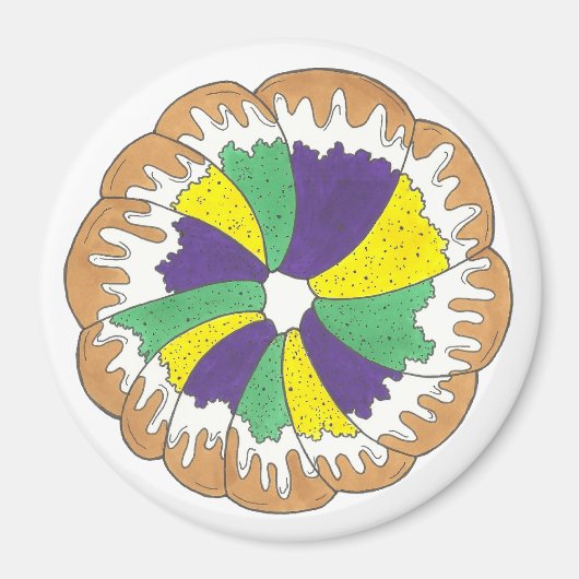 King Cake New Orleans NOLA Mardi Gras Magnet (Vorne)