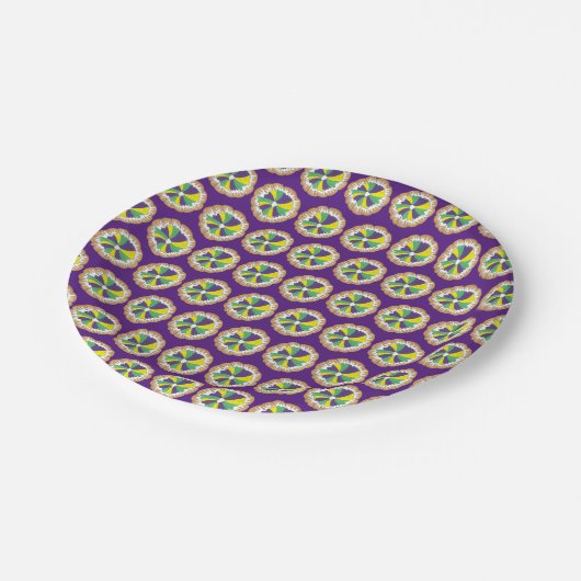 King Cake New Orleans NOLA Mardi Gras Pappteller (Schrägansicht)