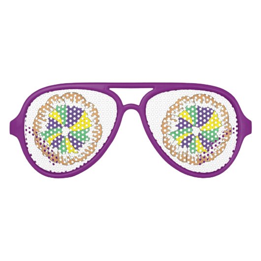 King Cake New Orleans NOLA Mardi Gras Partybrille (Vorderseite)